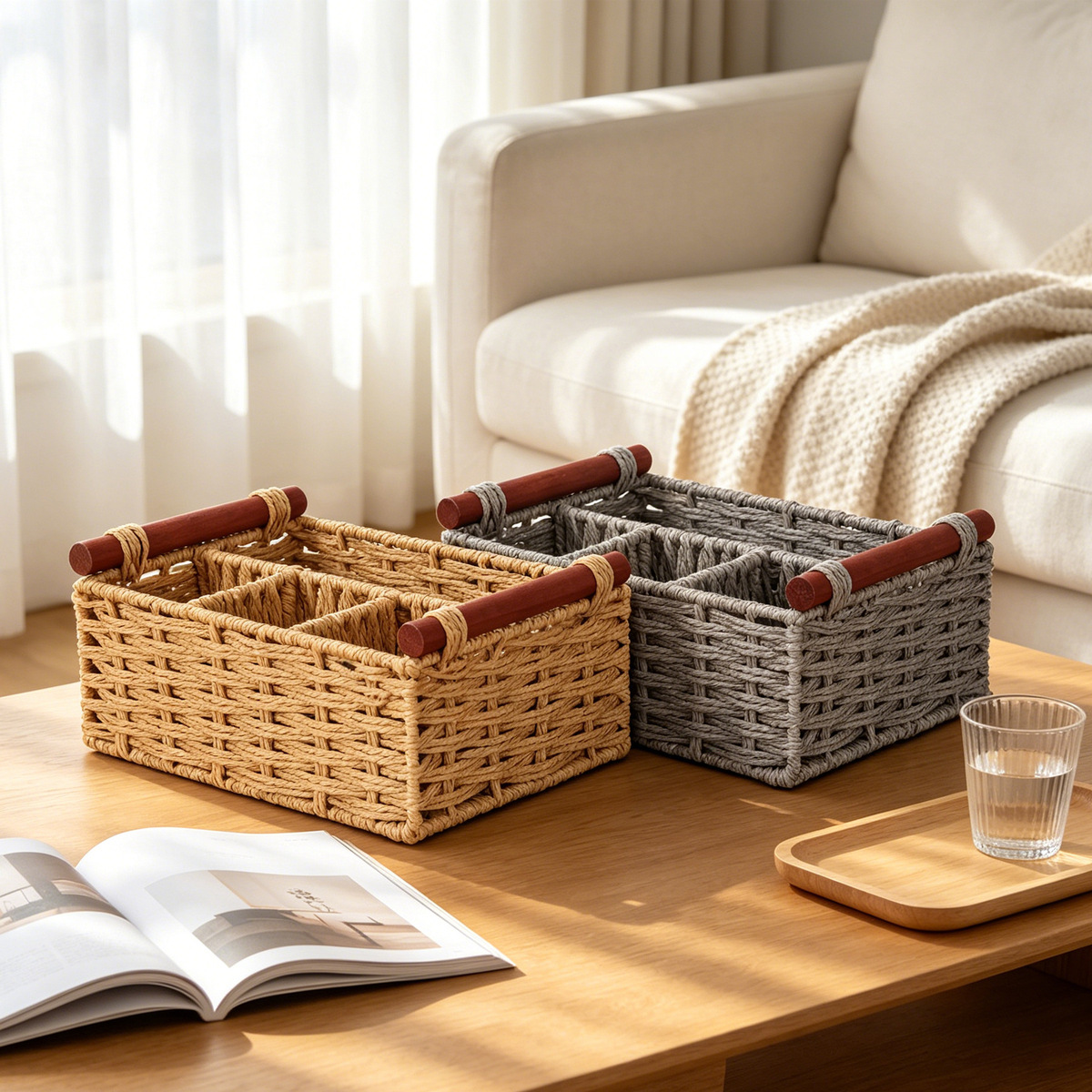 4-Compartment Kitchen Organizer Basket