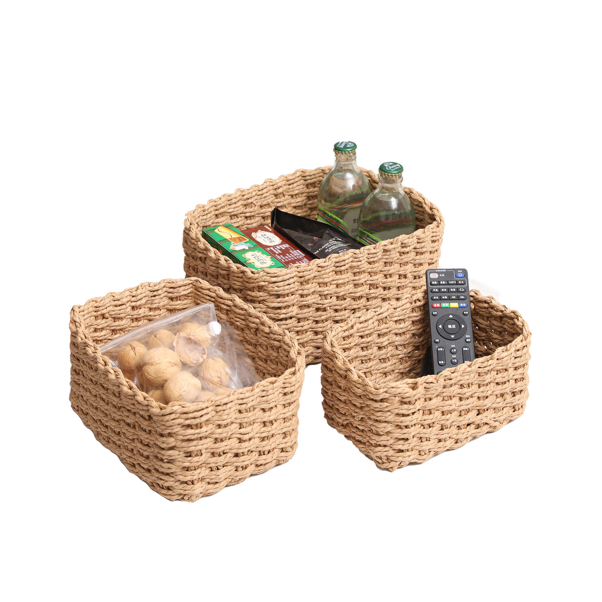 Frameless Paper Rope Storage Bin Set