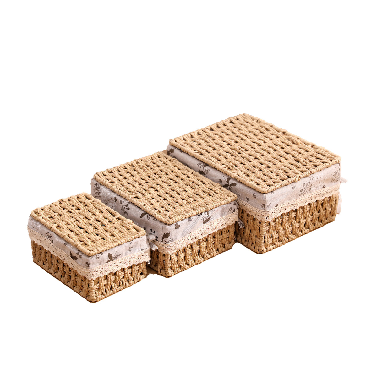 Lidded Paper Rope Table Basket
